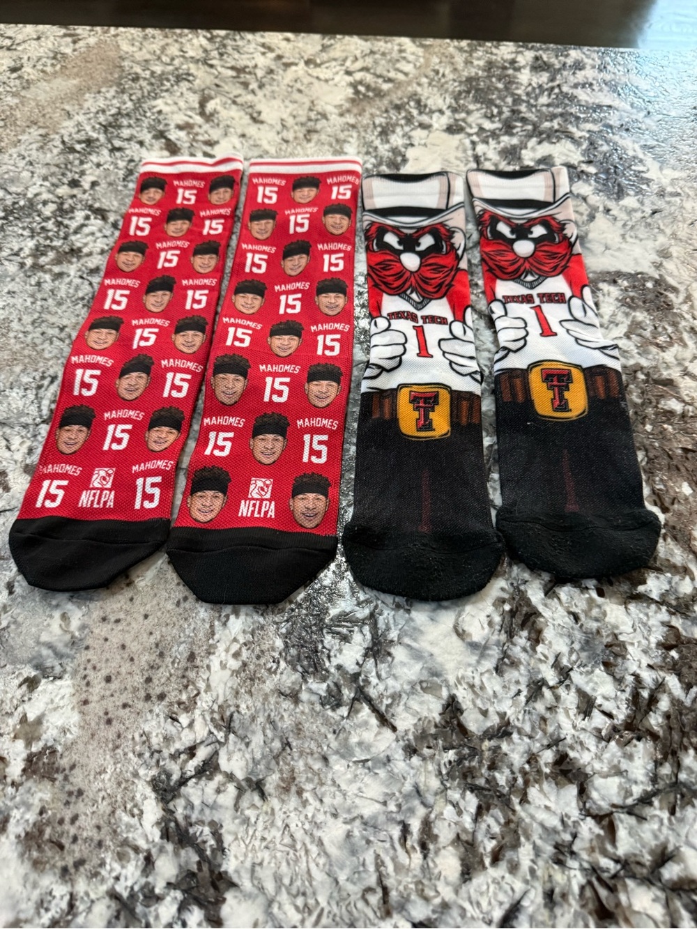 Patrick Mahomes #15 & Texas Tech Socks – 2-Pair Bundle